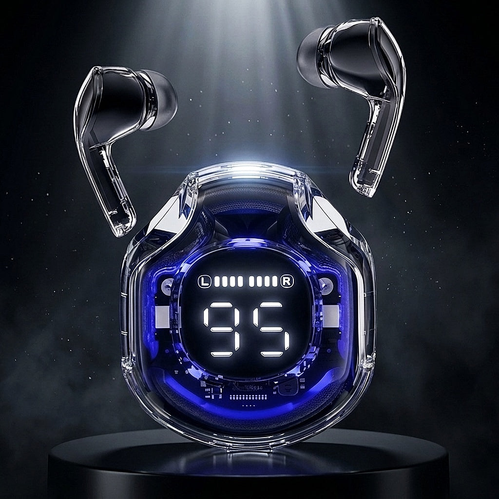 Air39 Transparent Wireless Earbuds – HD Stereo Sound | Bluetooth 5.3 | LED Display